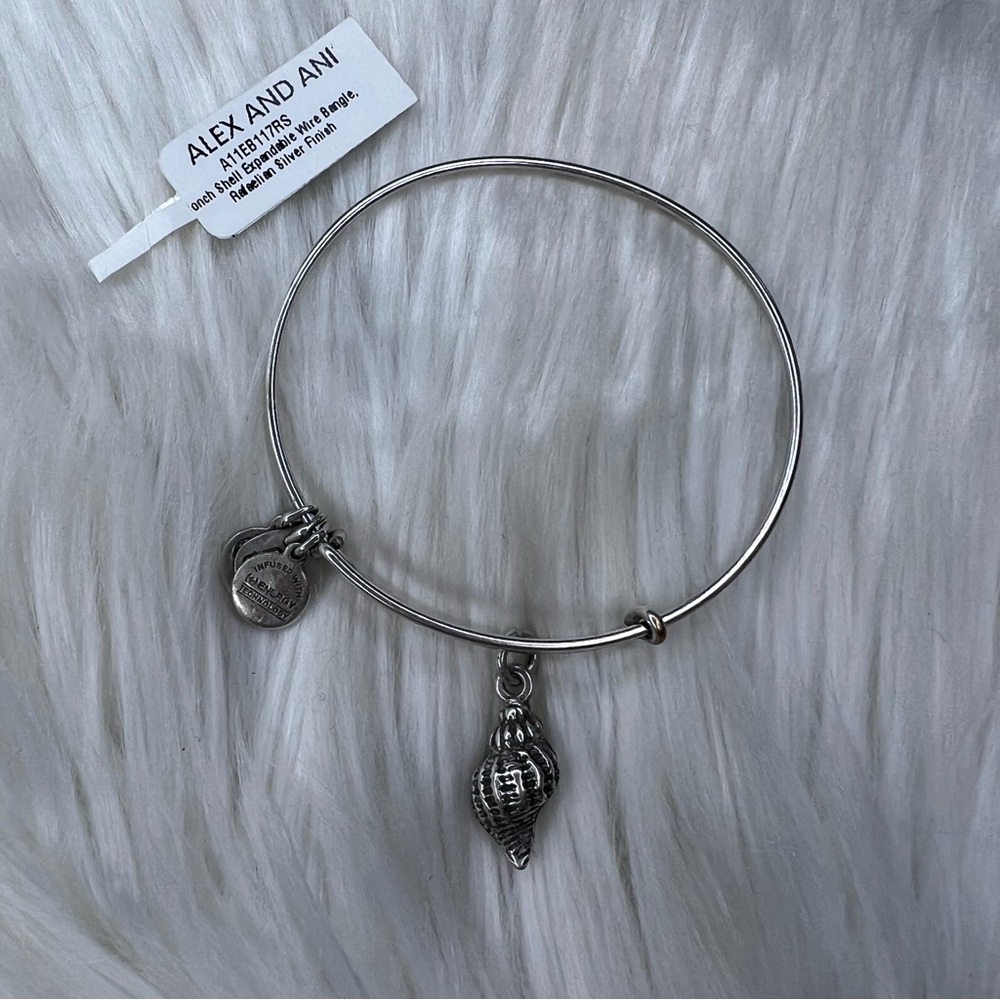 Alex and Ani Rafaelian Silver Conch Shell Charm Bangle Bracelet